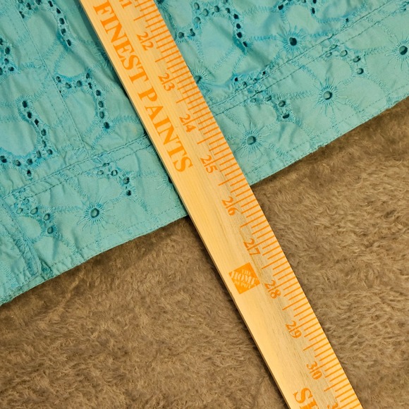 Appleseed's Women Turquoise Teal Eyelet Cotton Button Front Jacket Large RN76915 - Picture 4 of 10